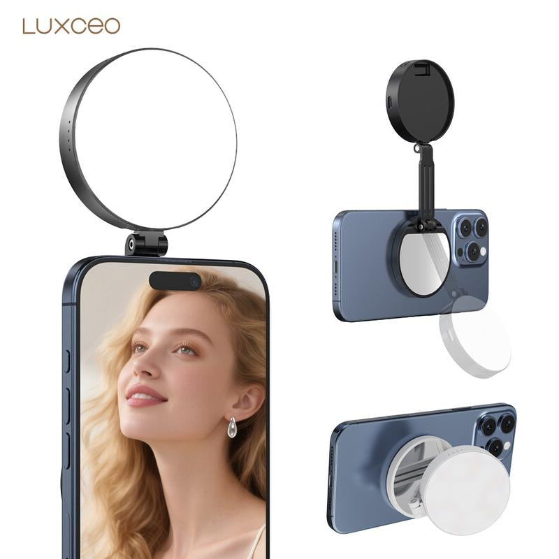 Illuminate Your Selfies: 3-In-1 Magnetic Beauty Ring Light with MagSafe, Mirror & Stand – Perfect for Makeup, Live Streaming & Video Calls with iPhone 17