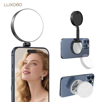 Illuminate Your Selfies: 3-In-1 Magnetic Beauty Ring Light with MagSafe, Mirror & Stand – Perfect for Makeup, Live Streaming & Video Calls with iPhone 17