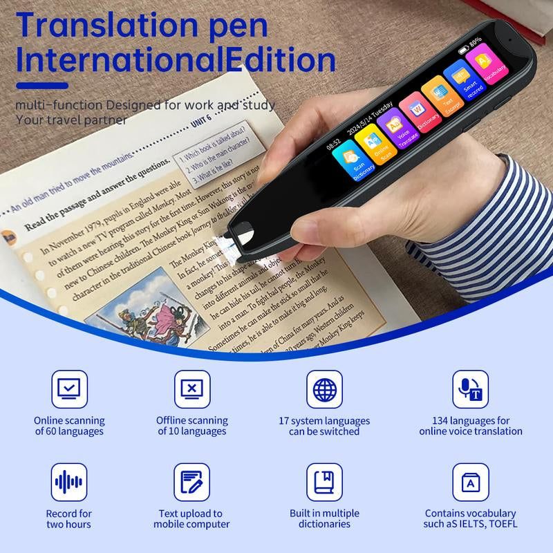 Revolutionary Smart Translation Pen: Effortlessly Master 60+ Languages with Online Scan & Voice Translation, Perfect for Reading Support & Language Learners!